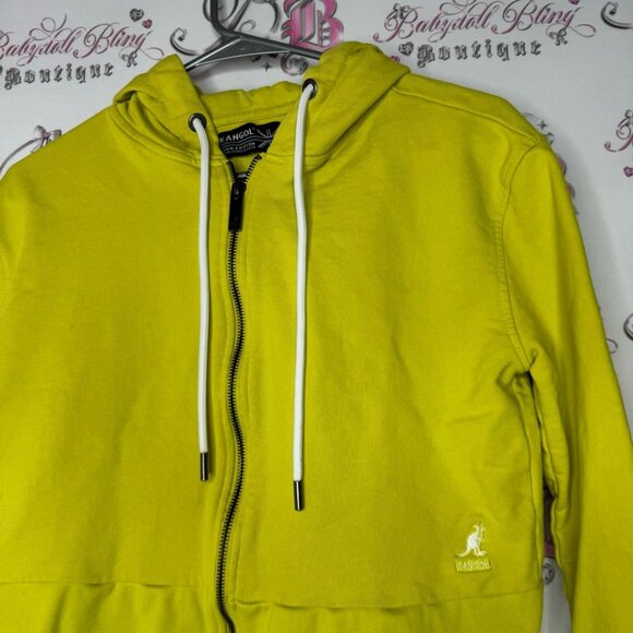 Kangol sweater zip up lime green yellow hoodie zipper cute luxe comfy lounge - Picture 4 of 8